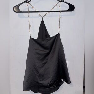 Silk Tank with Chain/Pearl Straps